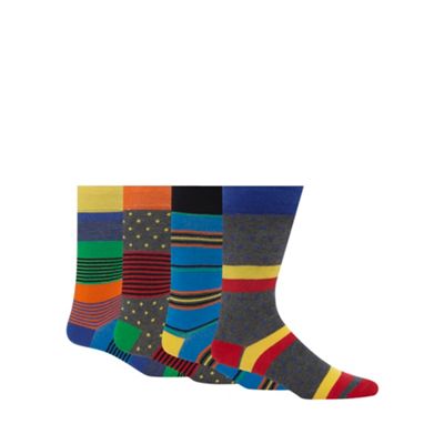 Red Herring Pack of four multi-coloured spots and striped print socks